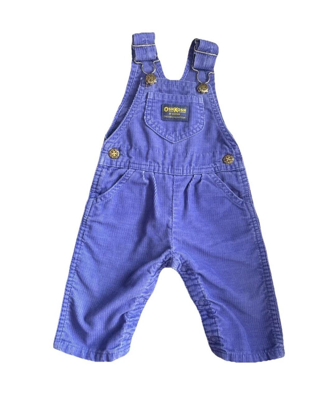 Vintage USA Osh Kosh B Gosh Purple Corduroy Vestbak Overalls 3-6 Months